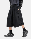 model wearing off-white wide leg cropped cargo pants front view