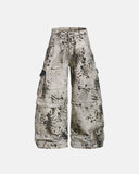splatter print wide leg cargo pants front view