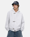 Metal Clasp Boxy Zip Up Hoodie | Inflation Streetwear
