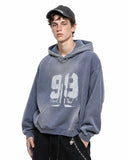 side angle view of washed oversized pullover hoodie