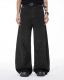 Chill Wide Leg Rhinestone Denim Pants | Inflation Streetwear INFLATION