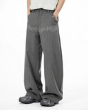 tailored wide leg pants with front graphic detail