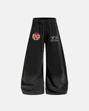 black washed graphic barrel sweatpants front view