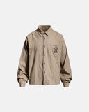 front view khaki vintage striped embroidered shirt