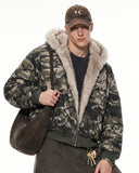 Camo Faux Fur Padded Hooded Jacket | INFLATION Streetwear