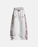 white striped graphic barrel sweatpants front view
