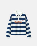 Graphic Striped Rugby Polo Shirt | Inflation Streetwear