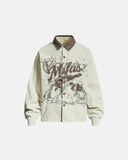 Retro Distressed Applique Shirt Jacket | Inflation Streetwear