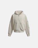 flat lay of cropped black hoodie front 