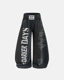 black washed graphic barrel sweatpants front view