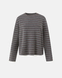 dark gray retro striped boxy long sleeve t shirt front view