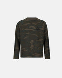 front flat lay of camo waffle knit long sleeve t-shirt