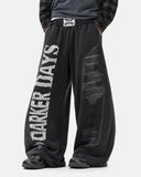 on-body black washed graphic barrel sweatpants front view