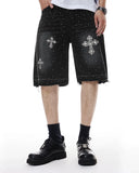Rhinestone Straight Leg Jorts | Inflation Streetwear INFLATION