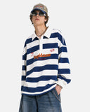 Graphic Striped Rugby Polo Shirt | Inflation Streetwear