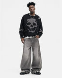 Distressed Skull Knit Sweater | Inflation Streetwear