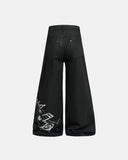 black graphic pants with high street styling