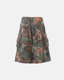 Mixed floral and camouflage shorts with side cargo pockets