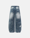 Cinch Back Deconstructed Distressed Barrel Jeans | Inflation Streetwear INFLATION