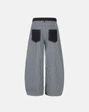 striped baggy jeans back view