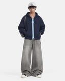 Contrast Chunky Zip Up Hoodie | Inflation Streetwear