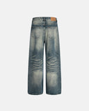 Whiskered Distressed Baggy Jeans | Inflation Streetwear