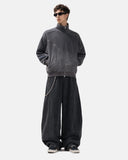 Washed Asymmetric Zip Sweatshirt | Inflation Streetwear