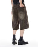 Colorful Rhinestone Washed Jeans Shorts | Inflation Streetwear INFLATION