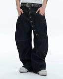 Buttons Up Raw Baggy Jeans | Inflation Streetwear INFLATION
