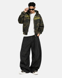 Camo Script Graphic Cropped Hoodie | Inflation Streetwear