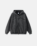 Totem Rhinestone Acid Wash Zip Up Hoodies | Inflation Streetwear INFLATION