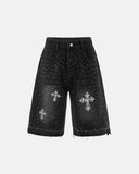 Rhinestone Straight Leg Jorts | Inflation Streetwear INFLATION