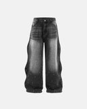 Shiny Rhinestone Wavy Baggy Jeans I Inflation Streetwear INFLATION