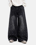 Studded Vintage Washed Wide Leg Jeans | Inflation Streetwear