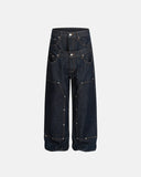 Double Waist Raw Baggy Jeans| Inflation Streetwear INFLATION