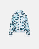 Camo Rhinestone Mega Zip Cropped Hoodie | Inflation Streetwear