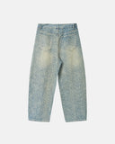 light blue polka dot baggy jeans back view