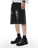 Rhinestone Straight Leg Jorts | Inflation Streetwear INFLATION