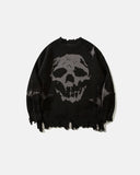 Distressed Skull Knit Sweater | Inflation Streetwear