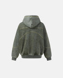 Contrast Stitch Boxy Zip Up Hoodie | Inflation Streetwear