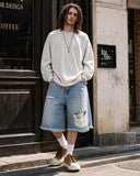 Distressed Baggy Jorts with Adjustable Waist Tabs | Inflation Streetwear INFLATION