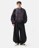 model styling washed bomber jacket full-body front view