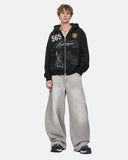 Retro Graphic Boxy Zip Up Hoodie | Inflation Streetwear
