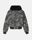 Jacquard Faux Fur Hooded Bomber Jacket | Inflation Streetwear