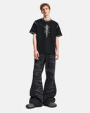 faded black bootcut jeans outfit