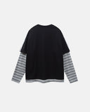 Retro Letter Print Layered Stripe T-Shirt | Inflation Streetwear INFLATION
