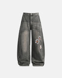 Retro Sticker Barrel Jeans | Inflation Streetwear
