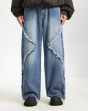 Blue Frayed Acid Wash Pants | Inflation Streetwear INFLATION