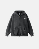 Distressed Washed Rhinestone Zip Up Hoodies | Inflation Streetwear INFLATION