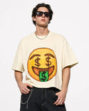 cotton boxy graphic tee with crew neck